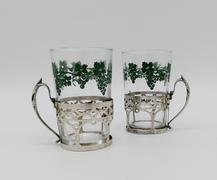 Пара стаканчиков в серебряных подстаканниках