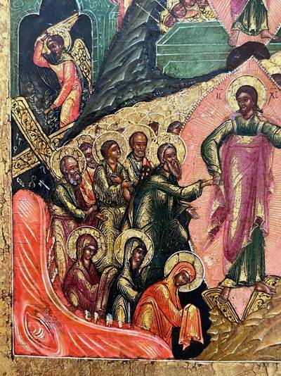 Икона "Двунадесятые Праздники с евангелистами". Палех, XIX век