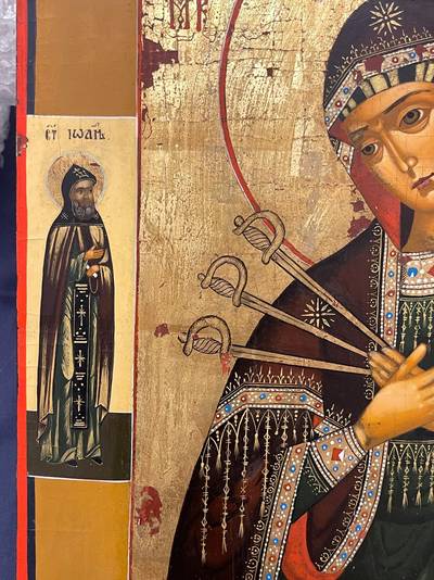 Икона "Богоматерь Семистрельница (Умягчение злых сердец)". Центральная Россия, XIX-XX век