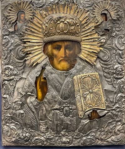 Икона "Св. Николай Чудотворец". Санкт-Петербург, в серебряном окладе. Конец XVIII века