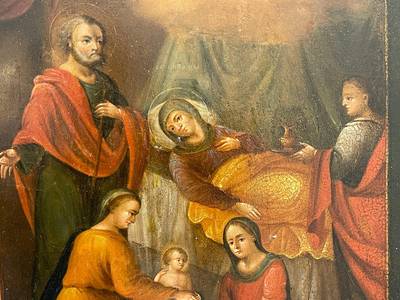 Икона "Рождество Богородицы". Центральная Россия, 1860 год, подписная