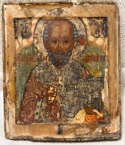 Икона Святитель Николай Чудотворец. Россия, Каргополь, рубеж XVII–XVIII веков.