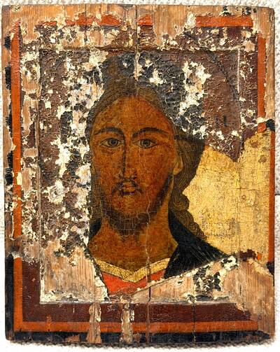 Икона «Спас оплечный», авторская живопись XVI века. Россия, XVI век (лик), реконструкция XIX века