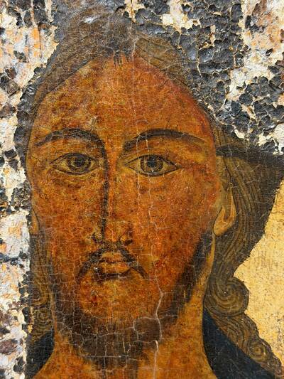 Икона «Спас оплечный», авторская живопись XVI века. Россия, XVI век (лик), реконструкция XIX века