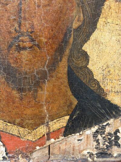 Икона «Спас оплечный», авторская живопись XVI века. Россия, XVI век (лик), реконструкция XIX века