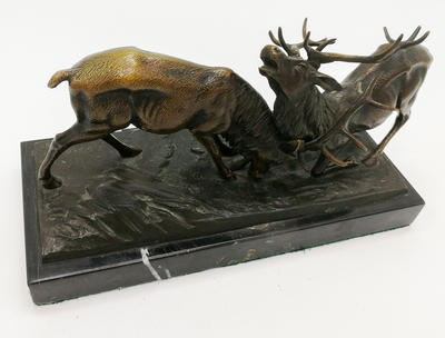 Скульптура "Поединок оленей". Автор Constantin Höland, Бронза, Германия, конец XIX - начало XX