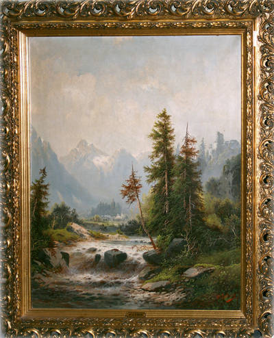 Картины парные "Альпийский пейзаж". Западная Европа, подпись "C.LUBIN", конец XIX века