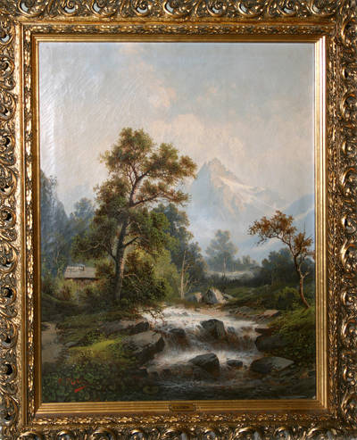 Картины парные &quot;Альпийский пейзаж&quot;. Западная Европа, подпись &quot;C.LUBIN&quot;, конец XIX века