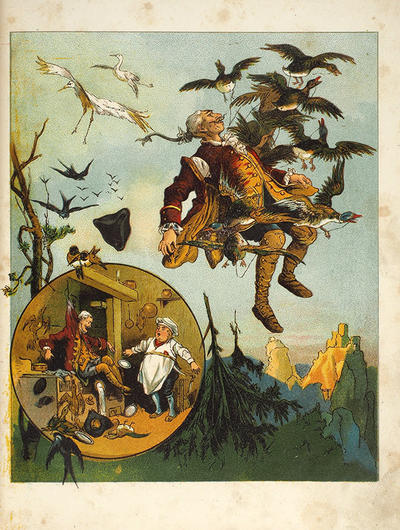 Путешествия и приключения барона Мюнхгаузена. С хромолитографированными рисунками. Россия. 1894 год. Редкость!