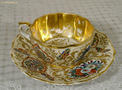 Чашка с блюдцем. Подглазурная синяя марка &quot;С&quot;. 1820-1830-е годы.