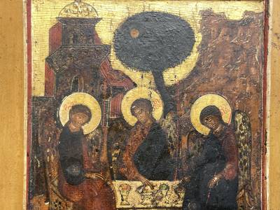 Икона "Троица Ветхозаветная". Русский cевер, XVII-XVIII века
