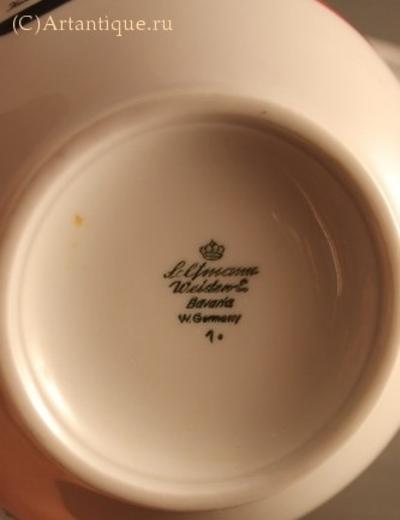 Чашка чайная с блюдцем &quot;Газеты&quot;. Зелёная марка. Бавария. 1980-е годы.